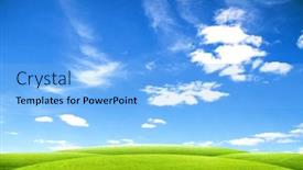  Presentation with green-morning - Slide deck with beatiful-morning-green-field background and a light blue colored foreground