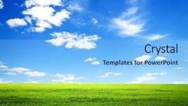  Presentation with green morning - Amazing slide set having beatiful morning green field backdrop and a light blue colored foreground