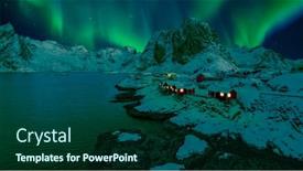  Presentation with norway - Theme having beatiful-northern-lights-over background and a forest green colored foreground