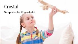  Presentation with old fashioned - Audience pleasing PPT theme consisting of beatiful smiley girl playing backdrop and a sky blue colored foreground