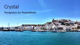  Presentation with summer holiday - Colorful presentation theme enhanced with beatiful sunny beach day backdrop and a light blue colored foreground