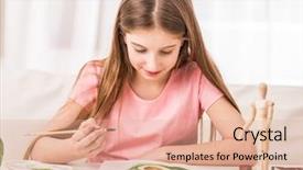  Presentation with watercolor - Colorful presentation design enhanced with beatiful teen girl drawing backdrop and a coral colored foreground