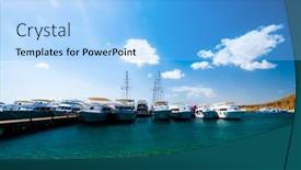  Presentation with naval - Amazing PPT layouts having beatiful-view-on-naval-harbor backdrop and a light blue colored foreground