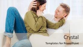  Presentation with relaxing - Slide deck having beatiful women and her husband background and a soft green colored foreground