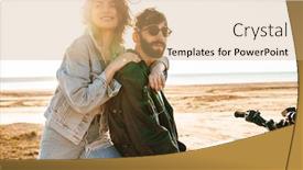  Presentation with motorbike - Amazing slide deck having beatiful-yong-couple-wearing-jackets backdrop and a coral colored foreground