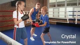 Presentation with boxing ring - Cool new presentation design with beating child - little children with trainer backdrop and a  colored foreground
