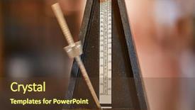  Presentation with classic - Amazing slide set having beating time - classic metronome in a room backdrop and a tawny brown colored foreground