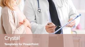  Presentation with cardiologist - Presentation theme having beating women - pregnant woman visiting cardiologist background and a coral colored foreground