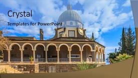  Presentation with sermon - Slide deck with beatitudes sea of galilee background and a light blue colored foreground