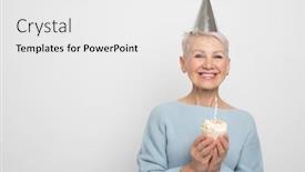  Presentation with elderly - Presentation theme having beauitful-elderly-female-wearing-conical background and a white colored foreground