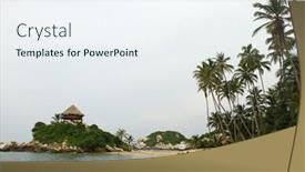  Presentation with tropical forest - Colorful PPT layouts enhanced with beauriful-beach-near-a-tropical backdrop and a sky blue colored foreground