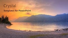  Presentation with sunset - Cool new slides with beautful-coastline-of-garda-lake backdrop and a coral colored foreground