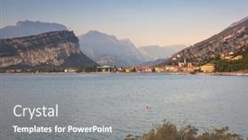  Presentation with sunset - Theme enhanced with beautful-coastline-of-garda-lake background and a gray colored foreground
