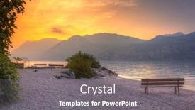  Presentation with sunset - Slide deck consisting of beautful-coastline-of-garda-lake background and a gray colored foreground