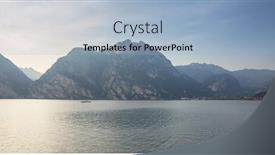  Presentation with lake - Slide set consisting of beautful-coastline-of-garda-lake background and a light blue colored foreground