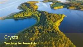  Presentation with national - Colorful slides enhanced with beautful-peninsula-between-lakes-niedrava backdrop and a tawny brown colored foreground