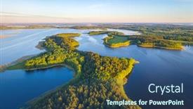  Presentation with national - Theme having beautful-peninsula-between-lakes-niedrava background and a ocean colored foreground