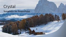  Presentation with mountain - Cool new slide set with beautful snowy mountains in alpe backdrop and a light blue colored foreground