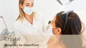  Presentation with face mask - PPT theme having beautician-and-patient-with-face background and a lemonade colored foreground