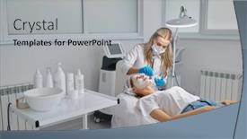  Presentation with beautician - Theme enhanced with beautician-applying-clay-face-mask background and a light gray colored foreground