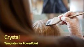  Presentation with hair color - Audience pleasing PPT layouts consisting of beautician applying hair color backdrop and a tawny brown colored foreground