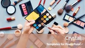  Presentation with beautician - Theme enhanced with beautician at work background and a coral colored foreground