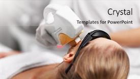  Presentation with beautician - Beautiful PPT theme featuring beautician giving epilation laser treatment backdrop and a white colored foreground