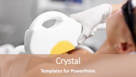  Presentation with beautician - Slide set with beautician giving epilation laser treatment background and a coral colored foreground