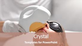  Presentation with beautician - PPT theme having beautician giving epilation laser treatment background and a coral colored foreground