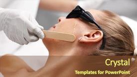  Presentation with beautician - Presentation design featuring beautician giving epilation laser treatment background and a tawny brown colored foreground