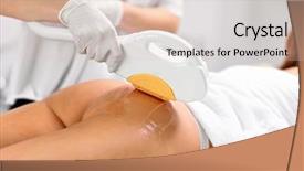  Presentation with beautician - Cool new PPT theme with beautician giving epilation laser treatment backdrop and a lemonade colored foreground