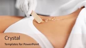  Presentation with beautician - Cool new slide set with beautician giving epilation laser treatment backdrop and a coral colored foreground