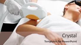  Presentation with laser beauty treatment - Amazing presentation theme having beautician giving epilation laser treatment backdrop and a coral colored foreground
