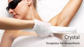  Presentation with laser epilation and cosmetology hair - Colorful presentation enhanced with beautician giving epilation laser treatment backdrop and a  colored foreground