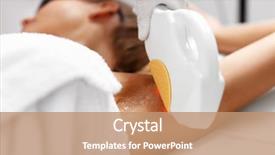  Presentation with beautician - Presentation featuring beautician giving epilation laser treatment background and a coral colored foreground