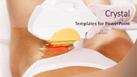  Presentation with beautician - Presentation with beautician giving epilation laser treatment background and a  colored foreground