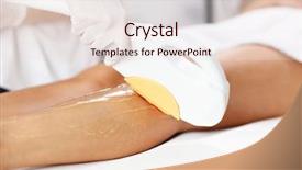  Presentation with beautician - Colorful presentation theme enhanced with beautician giving epilation laser treatment backdrop and a  colored foreground