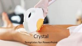  Presentation with beautician - Audience pleasing slide set consisting of beautician giving epilation laser treatment backdrop and a  colored foreground