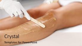  Presentation with beautician - Audience pleasing presentation design consisting of beautician giving epilation laser treatment backdrop and a  colored foreground