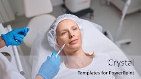  Presentation with beautician - Theme having beautician-hand-in-sterile-gloves background and a lemonade colored foreground