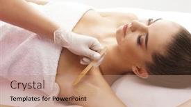  Presentation with hair care - Presentation theme featuring beautician-is-removing-hair background and a  colored foreground