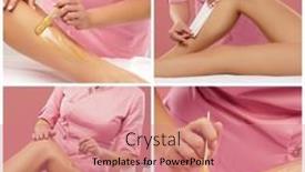  Presentation with skin health - PPT theme with beautician-is-removing-hair background and a coral colored foreground