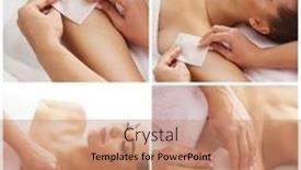  Presentation with wax - Presentation theme having beautician-is-removing-hair background and a coral colored foreground