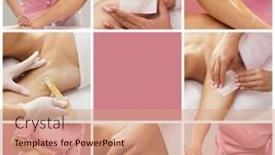  Presentation with skin health - PPT layouts featuring beautician-is-removing-hair background and a coral colored foreground