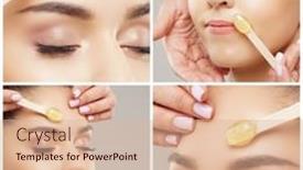  Presentation with wax - PPT layouts with beautician-is-removing-hair background and a coral colored foreground