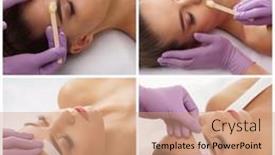  Presentation with beautician - Theme having beautician-is-removing-hair background and a coral colored foreground