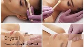  Presentation with skin health - Presentation design enhanced with beautician-is-removing-hair background and a coral colored foreground