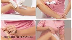  Presentation with skin health - PPT layouts having beautician-is-removing-hair background and a coral colored foreground