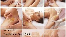  Presentation with skin health - Slides with beautician-is-removing-hair background and a coral colored foreground