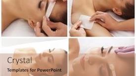  Presentation with wax - PPT theme consisting of beautician-is-removing-hair background and a coral colored foreground